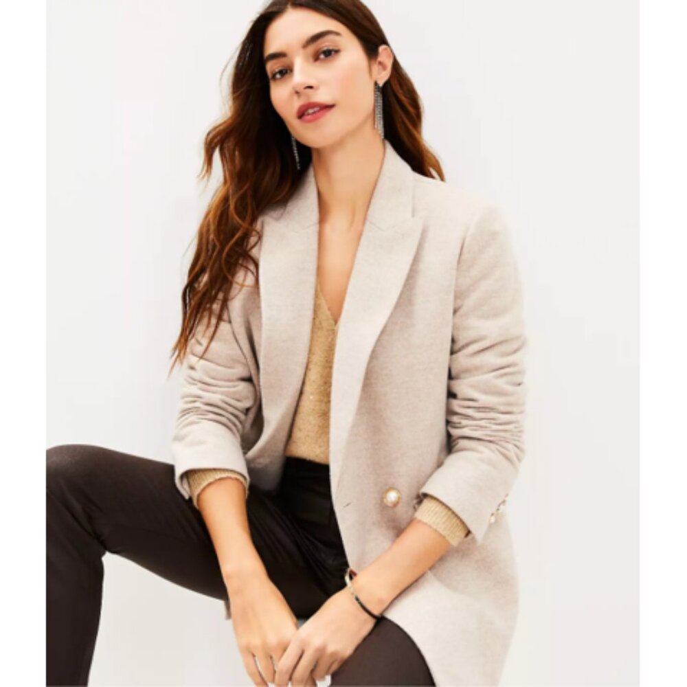 Brushed Herringbone Double Breasted Blazer 18 Petite - NEW - Picture 3 of 13